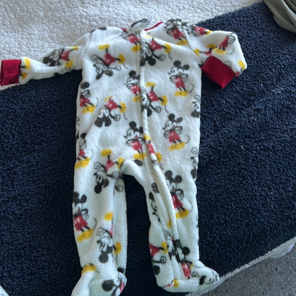 EUC Mickey Mouse fleece footie pajamas